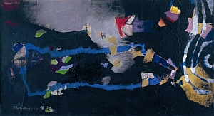 Johannes Jger, o. T. - 2003 / 1, Acryl, Collage auf Papier auf Rupfen, Schenkung des Knstlers, Sammlung der Stadtgalerie, Inv. Nr. 2005-2003-4