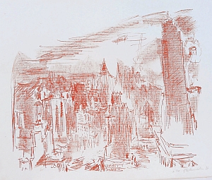 MANHATTAN II, 1966, Lithografie, 63,5 x 75,4 cm, Sammlung und Kunststiftung Spielmann-Hoppe,  Fondation Oskar Kokoschka / VG Bild-Kunst, Bonn 2016